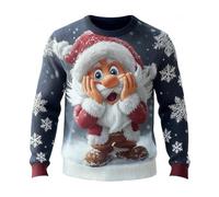 Pull de Noël Ugly pour homme avec santa de bande dessinée surprise - Pull de Noël amusant avec effet tricoté 3D | Sweat-shirt festif pour la fête de Noël, Style_l01 Bleu, M
