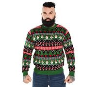 Pull de Noël unisexe pour homme, motif jacquard et renne, joyeux Noël Ya Filthy Animal Party Pull pour femme, Faites entrer votre fou de Fairisle, XL