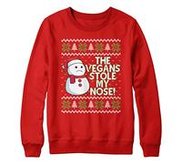 Pull de Noël végétalien, amusant et unique, avec inscription « The Vegans Stole My Nose », cadeau de Noël pour les végétariens, cadeau simple pour homme et femme, Rouge, XXL