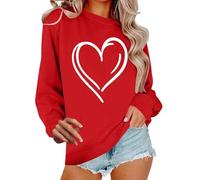 Pull De Saint-Valentin Femme Sweats À Capuche Saint Valentin pour Sweatshirt Oversize Shuffw Plaid Sweat 2025 Automne Hiver Sweatshirts Couleur Pure Vetement Christmas 12-Rouge M