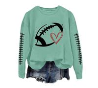 Pull de ski pour femme à manches longues pour femme, manches longues, avec imprimé graphique de football, pull sans sweat-shirts, haut, chemisier, pulls, vert, XXL