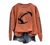 Pull de ski pour femme à manches longues pour femme, manches longues, avec imprimé graphique de football, pull sans sweat-shirts, haut, chemisier, pulls, café, XL