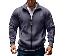 Pull de sport à col rond et fermeture éclair intégrale pour homme, gris