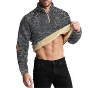 Pull de travail pour homme - Hiver - Sans capuche - Avec fermeture éclair 1/4 - Manches longues - Col montant - Polaire - Confortable - Chaud - Col roulé - Pour le travail, les loisirs, gris foncé, XL