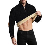 Pull de travail pour homme - Hiver - Sans capuche - Avec fermeture éclair 1/4 - Manches longues - Col montant - Polaire - Confortable - Chaud - Col roulé - Pour le travail, les loisirs, Noir , M