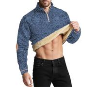 Pull de travail pour homme - Hiver - Sans capuche - Avec fermeture éclair 1/4 - Manches longues - Col montant - Polaire - Confortable - Chaud - Col roulé - Pour le travail, les loisirs, Marine, L