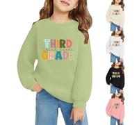 Pull de troisième année pour enfants filles garçons premier jour d'école sweat-shirt preppy tops rentrée scolaire sweat à capuche manches longues col rond pull imprimé lettres (rose, 10-11 ans)