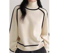 Pull décontracté à manches longues en polyester pour femme | Matériau en polyester, élasticité moyenne, toucher confortable, facile d'entretien, neuf état garanti