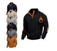 Pull décontracté à manches longues et col montant pour homme, en tricot torsadé doux et confortable, pull à boutons, Noir , M