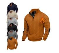 Pull décontracté à manches longues et col montant pour homme, en tricot torsadé doux et confortable, pull à boutons, marron, XXL