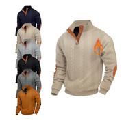 Pull décontracté à manches longues et col montant pour homme, en tricot torsadé doux et confortable, pull à boutons, kaki, XXL