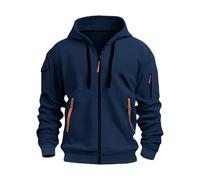 Pull décontracté à manches longues pour homme avec demi-fermeture éclair - Pull en polaire confortable avec cordon de serrage - Sweat à capuche léger pour les vacances - Vêtements de sport