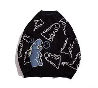 Pull décontracté pour homme, pull surdimensionné en tricot pour streetwear (taille L, noir)
