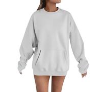 Pull Décontracté, Sweat à Capuche sans Capuche, Sweats à Capuche Femmes, Sweats à Capuche surdimensionnés, Manches Longues Couleur Unie Hoody, Col Rond en Coton Doux, T-shirt à Manches Longues pour