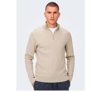 Pull demi-zip en coton Only & Sons Onsphil Reg 12 Noos, argenté, XXL Homme