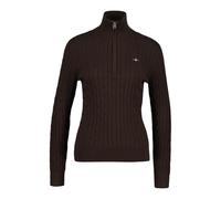 Pull demi-zip en maille de coton torsadée stretch femme Gant Marron L