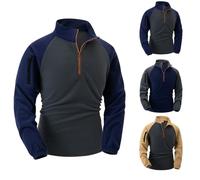 Pull d'entraînement tactique pour homme avec fermeture éclair 1/4 - Chemise de travail militaire à manches longues - Pull de chasse à séchage rapide - Haut ajusté - Chaud - Fermeture éclair 1/4 sur le