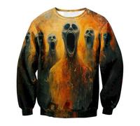 Pull d'Halloween à col rond pour homme - Coupe ample - Pull décontracté à manches longues - Pull d'entraînement léger avec poignets côtelés, doré, XXX-Large