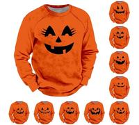 Pull d'Halloween orange à capuche pour homme pour homme imprimé tête de citrouille britannique sweatshirts à col rond pull squelette sweat à capuche cordon de serrage vêtements manches longues costume
