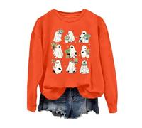 Pull d'Halloween pour femme, pull léger surdimensionné, solide, vintage, randonnée, sorcières, pull à manches longues, haut d'automne pour adolescentes, streetwear, Orange, 3XL