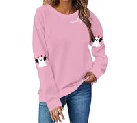 Pull d'Halloween pour femme - Sweat-shirt surdimensionné - Imprimé fantômes - Pull ample - Manches longues - Col rond - Sans capuche - Sport - Streetwear - T-shirt à manches longues - Automne et hiver