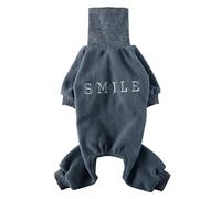 Pull d'hiver à quatre pattes pour chien, pull chaud d'automne à col haut pour animaux de compagnie, combinaison brodée SMILE pour animaux de compagnie, tenue confortable en peluche pour chiens de