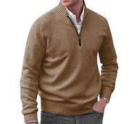 Pull d'Hiver Chaud pour Homme - Tricot, Polaire, Décontracté, Manches Longues, Élégant, Doux et Confortable - Café, 4XL
