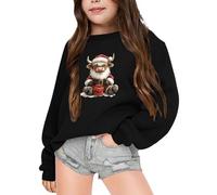 Pull d'hiver confortable pour enfants avec un joli design de vache - Veste idéale pour les petits aventuriers et les fashionistas, Noir , 6-7 ans