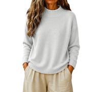 Pull d'hiver décontracté à col montant en tricot épais pour femme | Pull d'hiver pour femme offrant un col montant élégant, une texture tricotée épaisse, des manches longues et un profil