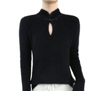 Pull d'hiver en cachemire pour femme, pull à manches longues coupe ajustée, couleur unie, col montant, C112, M