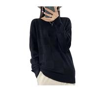 Pull d'hiver en coton doux pour femme Col rond Motif carré, C112, M