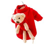 Pull d'hiver en jersey pour chien, chat et chat - Ours mignon - Vêtements pour chiens de petite taille - Chihuahua - Yorkies (rouge, XL)