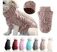 Pull d'hiver en tricot à col roulé pour chien de petite, moyenne et grande taille (taille S, kaki)