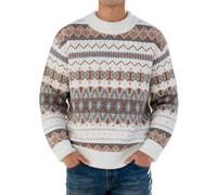 Pull d'hiver en tricot jacquard pour homme - Pull en laine jacquard - Motif norvégien - Pull classique - Col montant - Chemise de loisirs - Chemise épaisse en maille épaisse, O beige., M