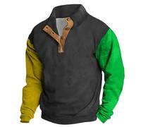 Pull d'hiver épais et chaud pour homme - Sweat-shirt à quart de bouton - Sweatshirt décontracté à col montant - Pull à manches longues - Style américain - Pull à revers, rose vif, L