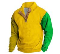 Pull d'hiver épais et chaud pour homme - Sweat-shirt à quart de bouton - Sweatshirt décontracté à col montant - Pull à manches longues - Style américain - Pull à revers, rose, XXX-Large