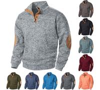 Pull d'hiver épais et chaud pour homme - Sweat-shirt boutonné avec coude chaud pour homme, tricot torsadé doux, pull décontracté pour l'automne et l'hiver, Z2 - Orange, L