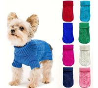 Pull d'hiver pour chien - Manteau tricoté pour petit chien - Costume pour chihuahua, yorkshire (bleu lune, taille XS (6))