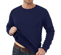 Pull d'hiver rembourré et épais pour homme - Grande taille - Peut être porté à l'extérieur du haut de la grande taille - Commerce extérieur - Couleur unie - Pull de travail vintage occidental, bleu, M