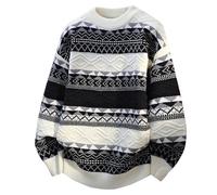 Pull d'hiver tendance à col rond en tricot pour femme - Pull en mélange d'alpaga - Coupe ample - Pour temps froid - Petite coupe ajustée - Col rond - Pull sous manteau, Noir , XXL