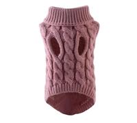 Pull d'hiver tricoté pour chiens de petite taille, manteau chaud et confortable avec doublure en polaire pour chiot, chihuahua, teckel, automne et hiver (prune douce, taille M)