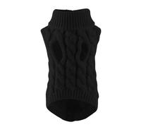 Pull d'hiver tricoté pour chiens de petite taille, manteau chaud et confortable doublé en polaire pour chiot, pull en fil doux pour chihuahua, teckel, automne et hiver (noir, taille S)