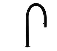 Pull Down Kitchen Sink Faucet Brushed Gunmetal Black Single Handle Double Hole Hot And Cold Sprayer Brass Countertop Mounted(Black Faucet)