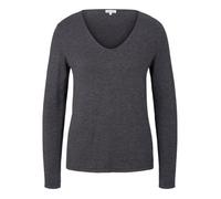 Pull droit col V Tom Tailor - Gris Anthracite - Maille piquée - Homme L