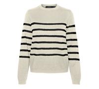 Pull écru à rayures épaisses noires avec une coupe droite et un col rond M