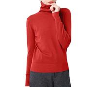 Pull élégant à col roulé pour femme - Pull classique en maille fine avec manches longues - Haut basique intemporel pour l'automne et l'hiver, Style_z02 Bordeaux, L