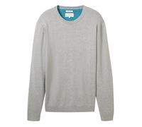 Pull en coton gris uni avec une coupe droite un col rond et logo brodé 3XL