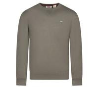 Pull en coton kaki uni avec une coupe droite et un col rond L