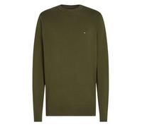 Pull en coton kaki uni avec une coupe droite un col rond et un logo brodé 2XL