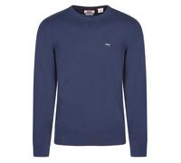 Pull en coton marine uni avec une coupe droite et un col rond S